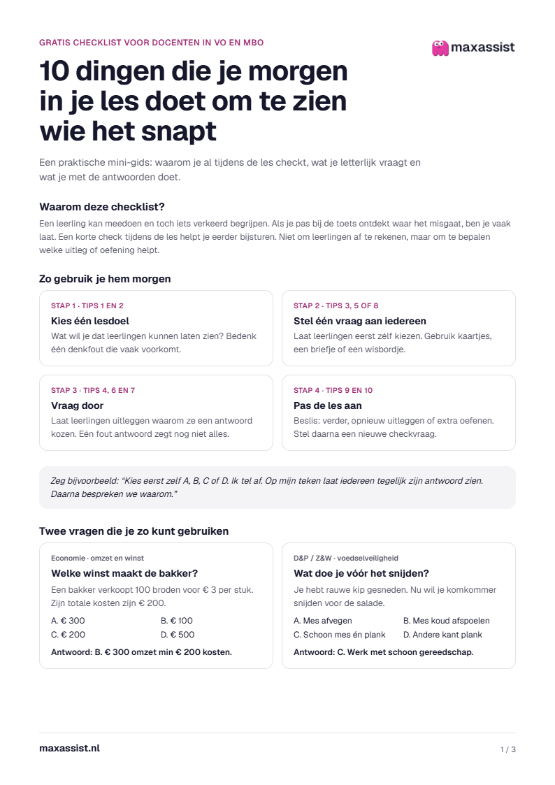 Pagina 1 van: 10 dingen die je morgen in je les doet om te zien wie het snapt